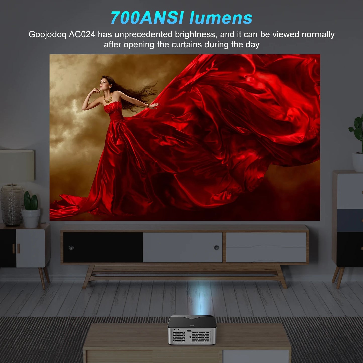 GOOJODOQ T02 Projector 1080P 4K Ultra HD 1920×1080 15500lumen Portable 2.4G 5G Android/IOS Home Theater Outdoor Smart projector