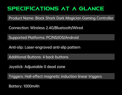 Global Version Black Shark Dark Magician Gaming Controller 1000Hz Wired Report Rate 12-bit ADC 4096 Joystick Sampling Points