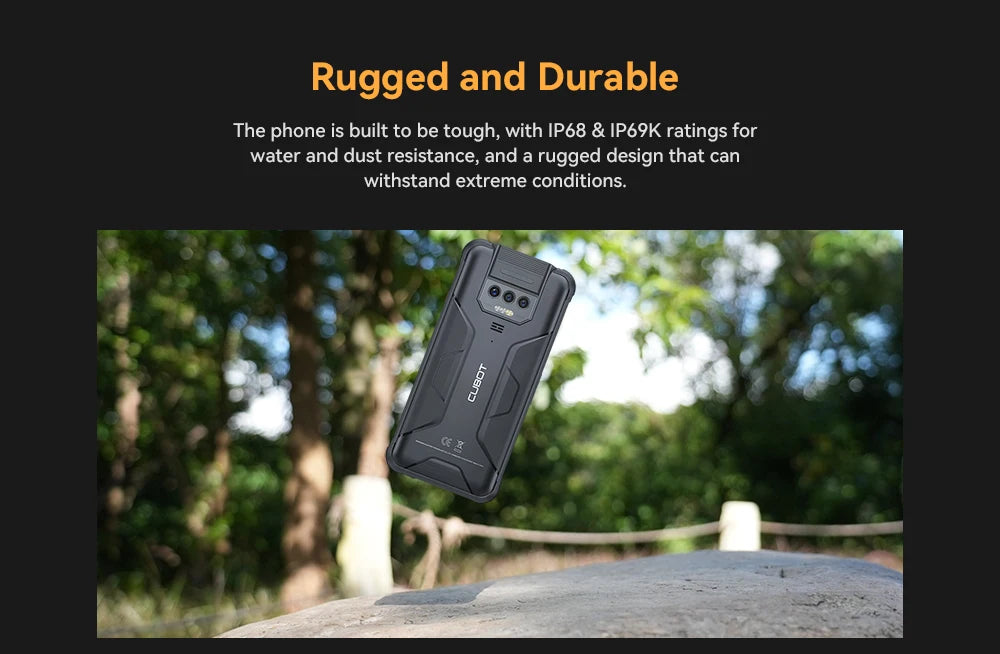 Cubot Waterproof Rugged Android Smartphone King Kong Power, 8GB+256GB, 10600mAh, 33W Fast Charge, NFC, 6.5" FHD+, Global Phone