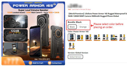 【World Premiere】Ulefone Power Armor 16S Rugged Waterproof Smartphone NFC 16GB+128GB 50MP Camera 9600mAh Android 13 Phone Global