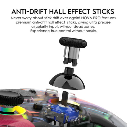 FANTECH NOVA PRO WGP14V2 Gaming Controller Anti-Drift Hall Effect Sticks and Force-switchable Tirgger Wireless Gamepad for PS4