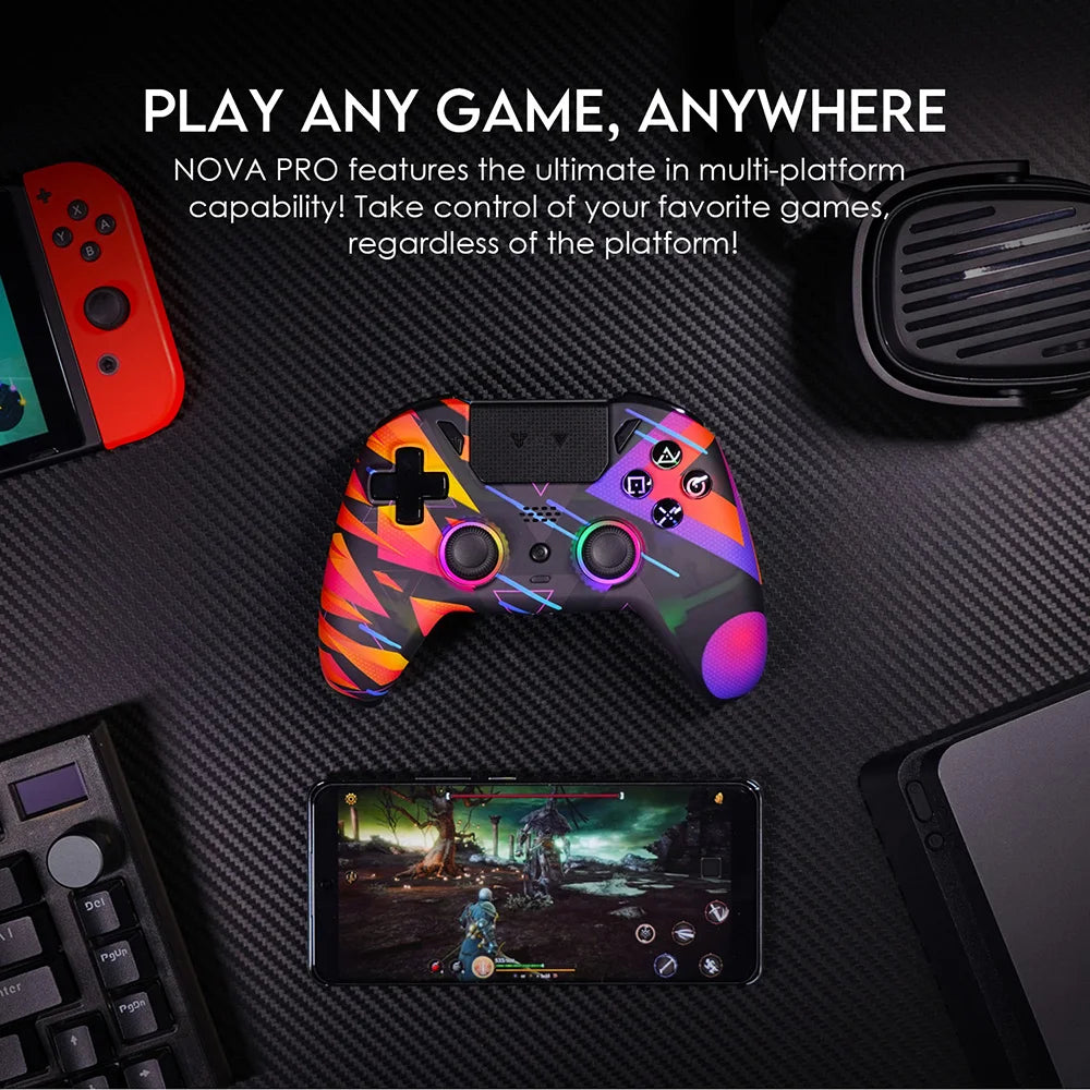 FANTECH NOVA PRO WGP14V2 Gaming Controller Anti-Drift Hall Effect Sticks and Force-switchable Tirgger Wireless Gamepad for PS4