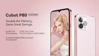 [World Premiere] Cubot P80 ROM 512GB, NFC, Android 13, 6.583" FHD+ Screen, 16GB RAM (8GB+8GB), 48MP Camera, 5200mAh, Add to Cart