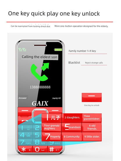 Voice Broadcast One-Click Dial Telecom Version Phone for the Elderly