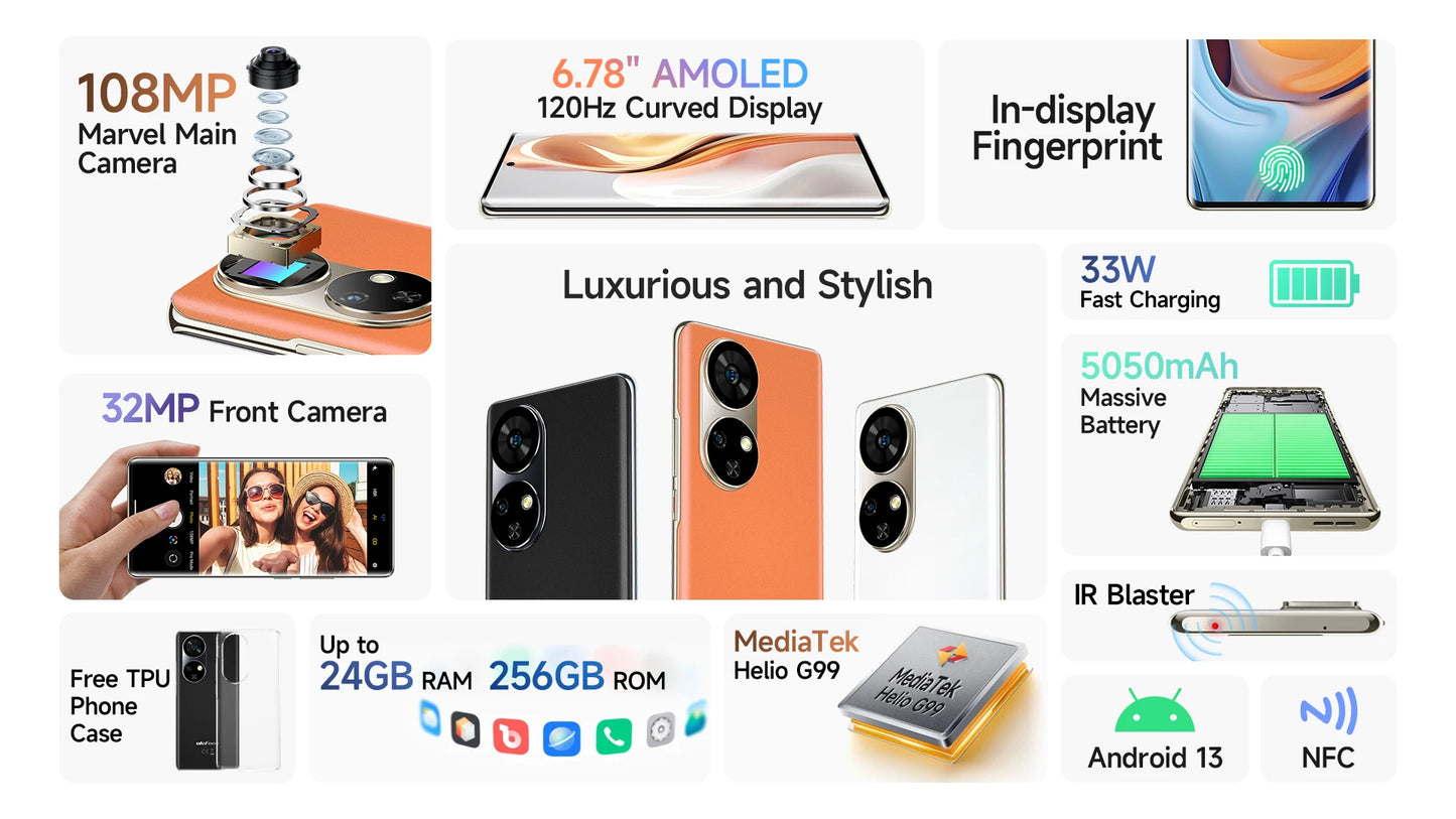 【World Premiere】Ulefone Note 17 Pro Smartphone 6.78" 120HZ AMOLED Curved Display 24GB+256GB  108MP Camera 5050mAh Global Version