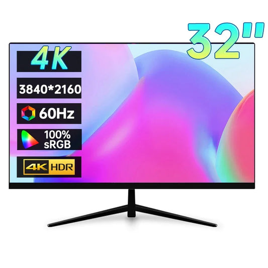 32 Inch 4K UHD Monitor 3840*2160P 100%DCI-P3 8Bit Ultra Narrow Bezel Desktop Display IPS Screen With HDMI/DP For Design Drafting