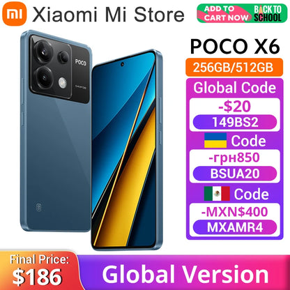 Global Version POCO X6 5G 64MP Camera with OIS 67W Charging NFC Snapdragon 7s Gen 2 Smartphone 120Hz Flow AMOLED Display