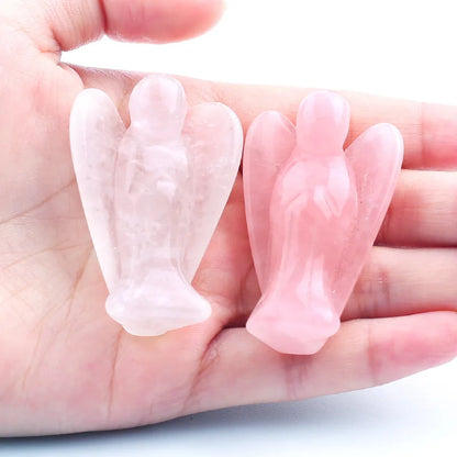 1.5inch Angel Statue Stone Carving Natural Jade Crystal Reiki Healing Statue Home Decor Crystal Angel Carving Pieces Craft Gifts