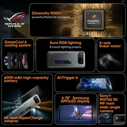 ASUS ROG 6D/6D Ultimate Smartphone MediaTek Dimensity 9000+ 165Hz E-Sports Screen 6000mAh Battery Fast charging ROG Phone