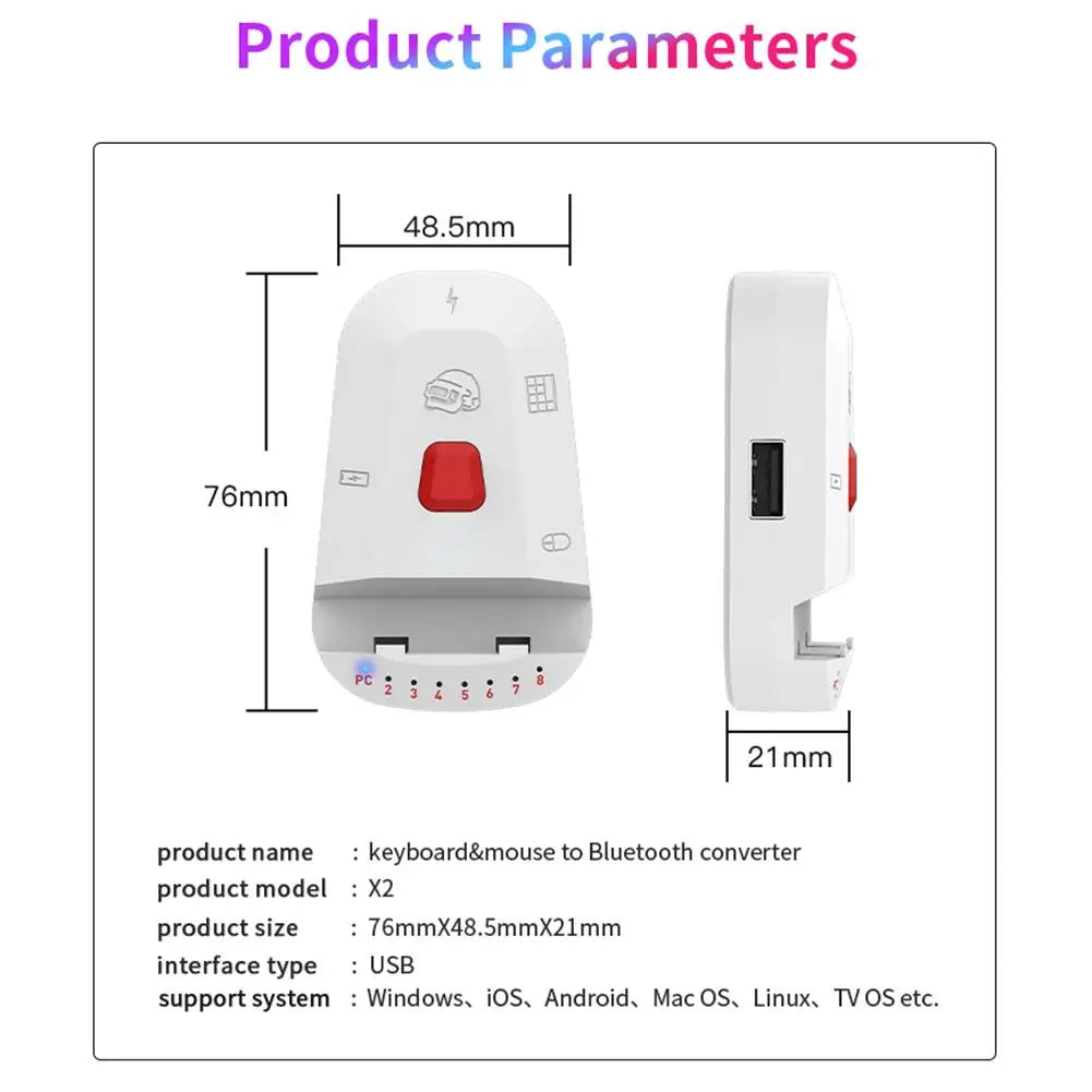 X2 USB Keyboard Mouse Adapter Sensitive Gaming Console Controllers No Delay Keyboards Mouse Converter For Android IPhone System