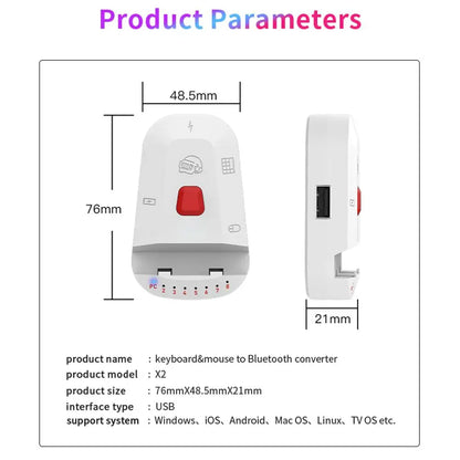 X2 USB Keyboard Mouse Adapter Sensitive Gaming Console Controllers No Delay Keyboards Mouse Converter For Android IPhone System