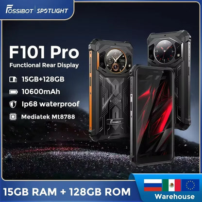 Fossibot F101Pro Rugged Smartphone 15GB+128GB Android 13 IP68 Waterproof Mobile Phone 10600mAh NFC Cell Phone Global Version