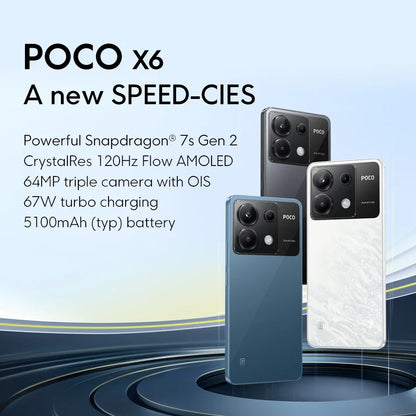 Global Version POCO X6 5G 64MP Camera with OIS 67W Charging NFC Snapdragon 7s Gen 2 Smartphone 120Hz Flow AMOLED Display