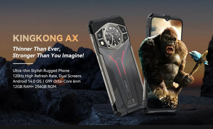 Cubot KING KONG AX, Ultra-thin Rugged Smartphone Android 14, 120Hz Screen, Helio G99, 24GB RAM(12+12GB), 256GB ROM, 100MP, NFC