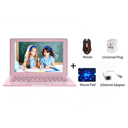 10.1&#39;&#39; Intel N4120 Small Laptop Metal Notebook Computer 8G RAM + 128G/256G/512G/1TB SSD HD Screen Ultra Thin Pink Women MIni PC