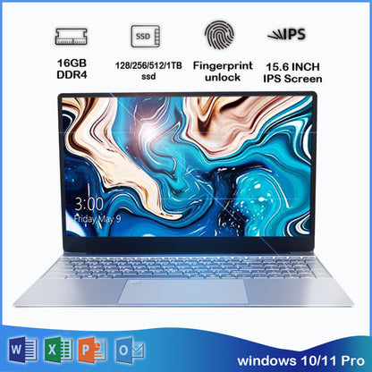 15.6 Inch IPS Sceren Windows 11/10 Pro Fingerprint Locks Intel 16G RAM  Dual WiFi 2.4G/5.0G Laptop