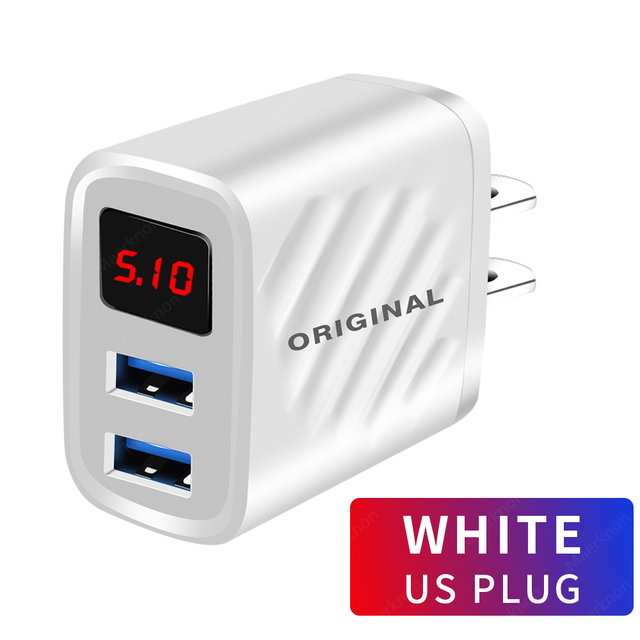 18W USB Charger Quick Charge With LED Digital Display 2 Port Fast Charging Phone Adapter For Iphone Xiaomi Samsung Wall Chargers