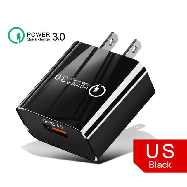 18W3A Fast Charger QC 3.0 USB Charger Quick Charge 3.0 Phone Charger for iPhone  for Huawei Samsung Xiaomi Redmi EU US Plug