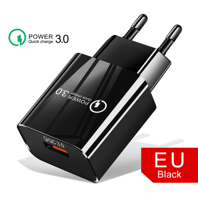 18W3A Fast Charger QC 3.0 USB Charger Quick Charge 3.0 Phone Charger for iPhone  for Huawei Samsung Xiaomi Redmi EU US Plug