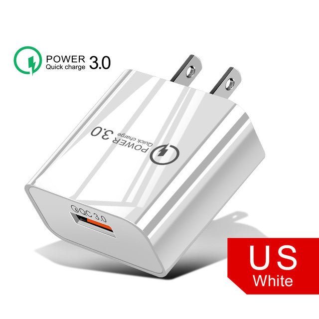 18W3A Fast Charger QC 3.0 USB Charger Quick Charge 3.0 Phone Charger for iPhone  for Huawei Samsung Xiaomi Redmi EU US Plug