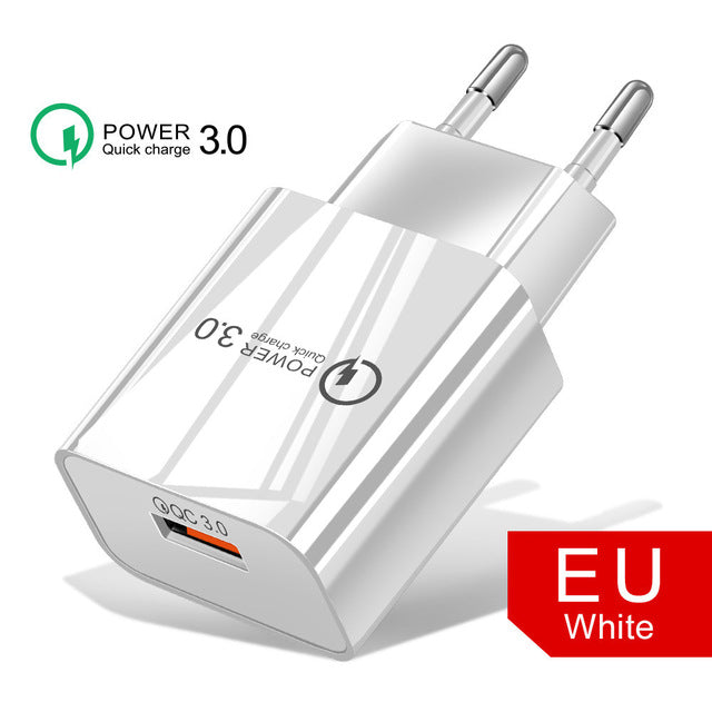 18W3A Fast Charger QC 3.0 USB Charger Quick Charge 3.0 Phone Charger for iPhone  for Huawei Samsung Xiaomi Redmi EU US Plug