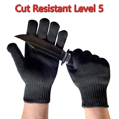 1Pair Black Steel Wire Metal Mesh Gloves Safety Anti Cutting Wear Resistant Kitchen Butcher Working Gloves Garden Self Defense