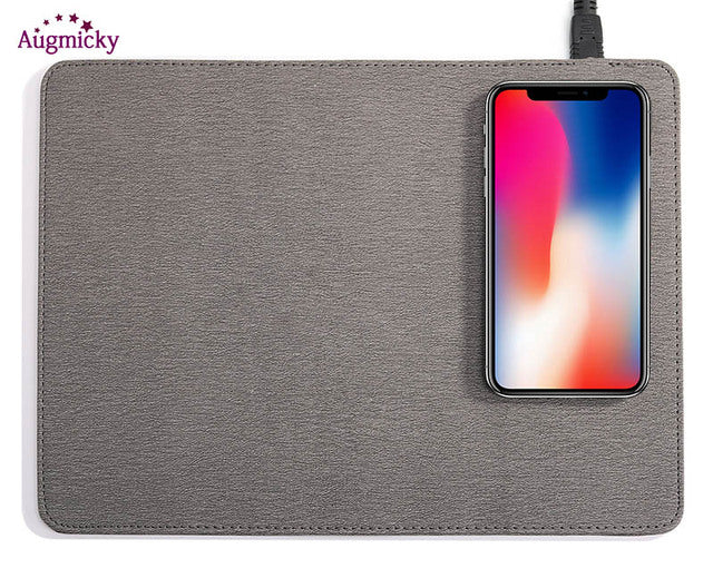 2018 Mobile Phone Qi Wireless Charger Charging Mouse Pad Mat PU Leather Mousepad for iPhone X/8 Plus Samsung S8 Plus /Note 8