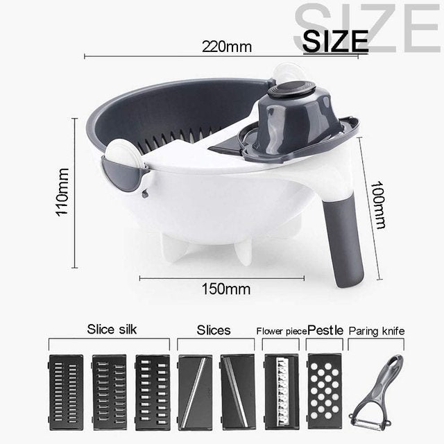 2020 3 in 1 Vegetable Mandoline Slicer Swift Rotary Drum Grater Nut Shredder Veggie Cutter Peeler Spiralizer Cheese Chopper