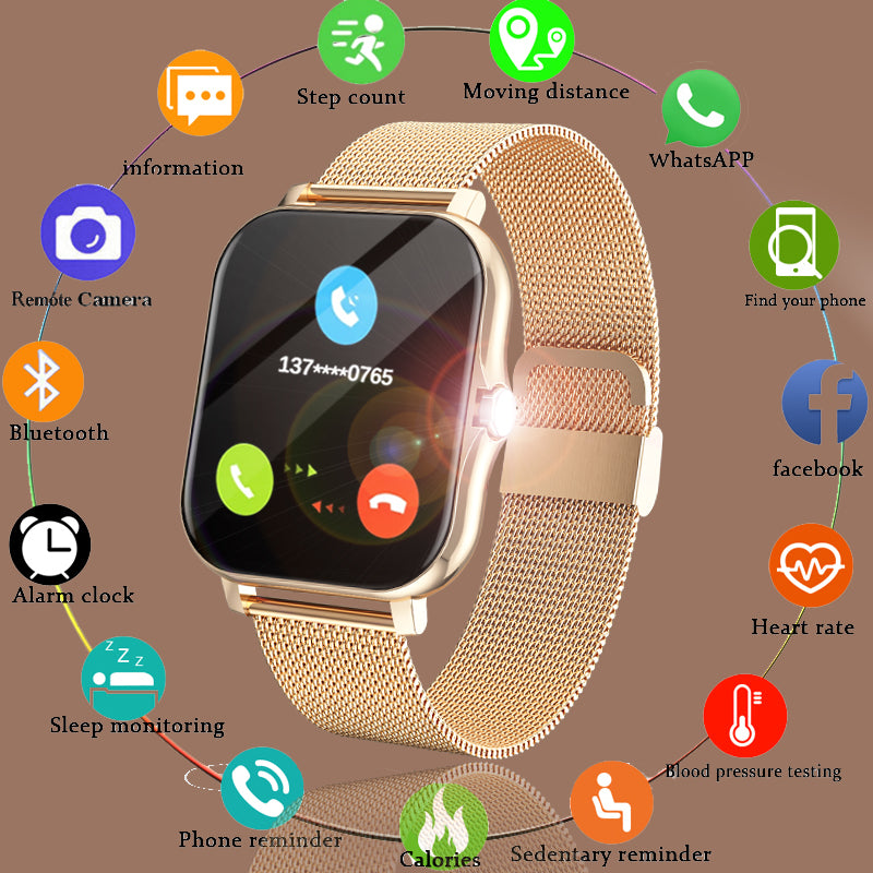 2022 New Women Smart Watch Men 1.69&quot; Color Screen Full Touch Fitness Tracker Bluetooth Call Smart Clock Ladies Smartwatch Women