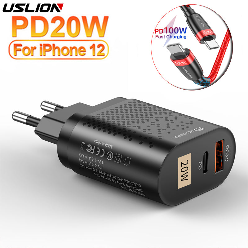 20W PD QC3.0 Fast Charging usb charger For iPhone 13 12 max Samsung Xiaomi Mobile Phone 100W 20V 5A cable charger Quick Charger