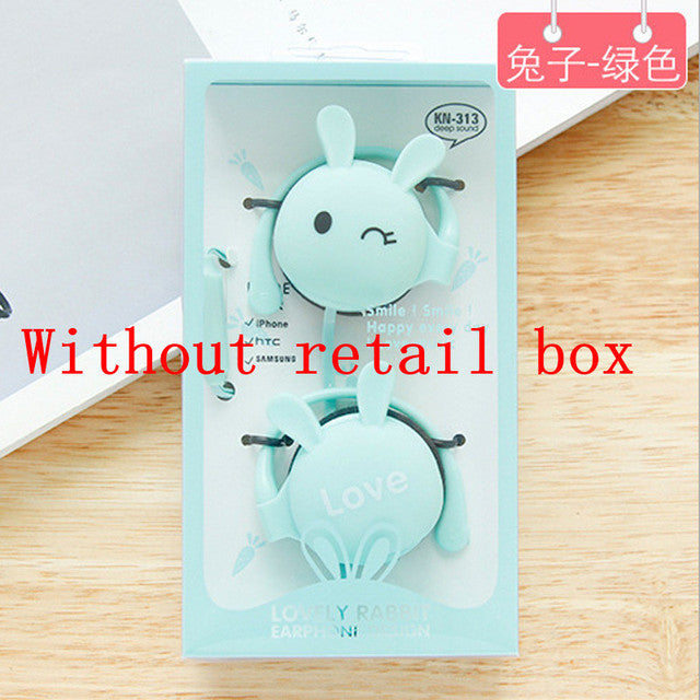 3.5mm Cute Rabbit Wired earphone With Ear-hook Sports Headset For Girls Kids Gift With Built-in Microphone Helmets Headphone