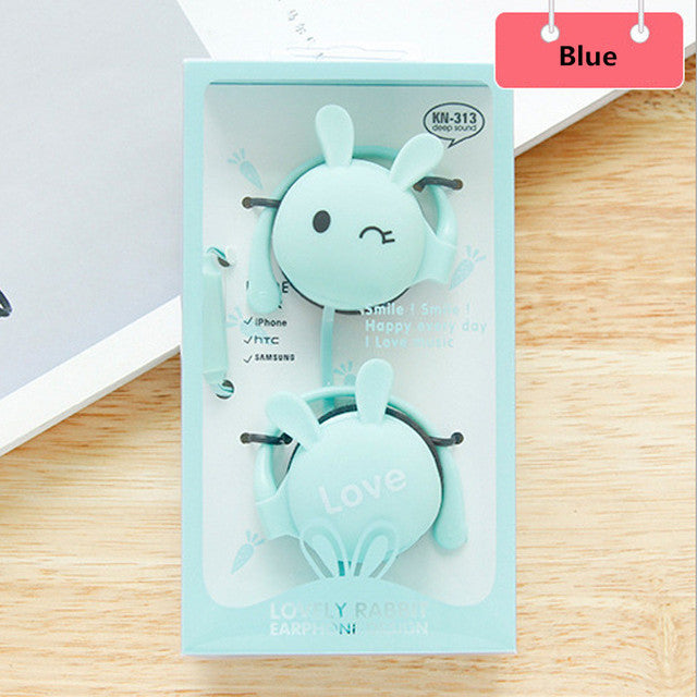 3.5mm Cute Rabbit Wired earphone With Ear-hook Sports Headset For Girls Kids Gift With Built-in Microphone Helmets Headphone