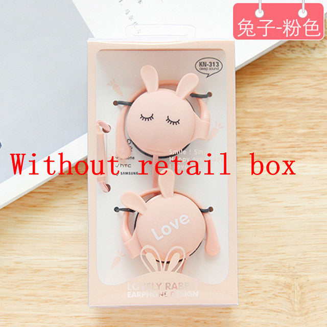 3.5mm Cute Rabbit Wired earphone With Ear-hook Sports Headset For Girls Kids Gift With Built-in Microphone Helmets Headphone