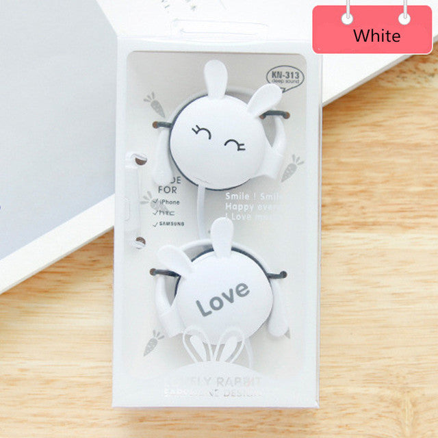 3.5mm Cute Rabbit Wired earphone With Ear-hook Sports Headset For Girls Kids Gift With Built-in Microphone Helmets Headphone