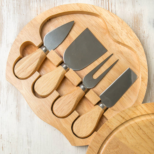 4 Cheese Knives Set Cheese Cutlery Steel Stainless Cheese Slicer Cutter Wood Handle Mini Knife,Butter Knife,Spatula&amp; ForK