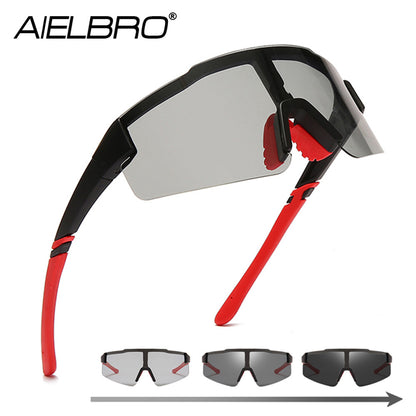 AIELBRO Men&#39;s Sunglasses Photochromic Bicycle Cycling Glasses Cycling Sunglasses Polarized Cycling Eyewear UV400 Sunglasses