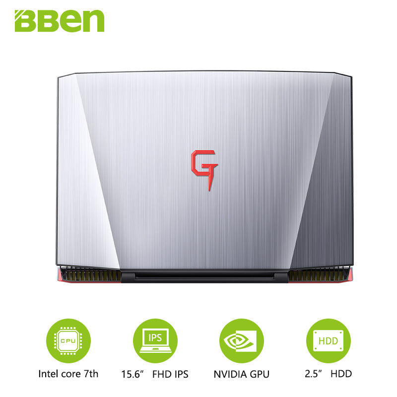 BBEN G16 laptop for gaming 15.6 inch  fast running 32GBRAM+256GB SSD+2TB HDD 1920x1080 FHD wifi IPS screen i7 7700HQ notebook