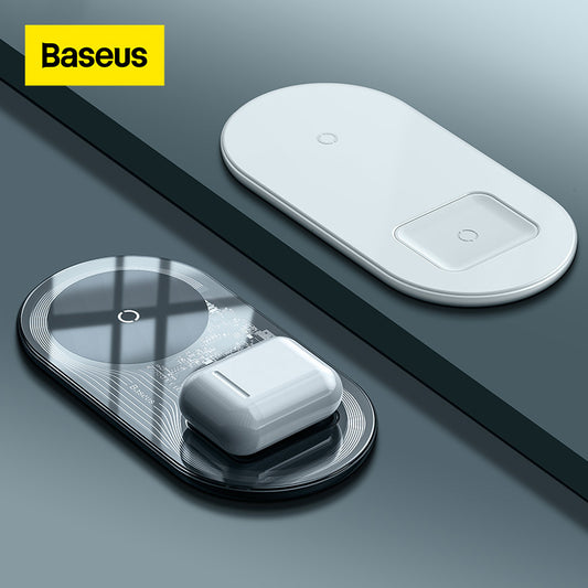 Baseus 18W Wireless Charger For Samsung Xiaomi Dual Wireless Charger Pad For iPhone 13 Airpods Fast Charging QI Wireless Charger