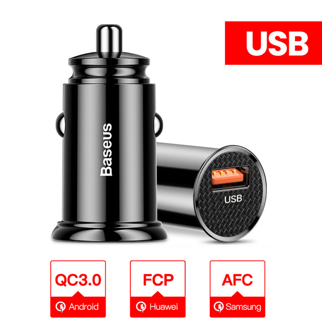 Baseus USB Car Charger Quick Charge 4.0 QC4.0 QC3.0 QC SCP 5A PD Type C 30W Fast Car USB Charger For iPhone Xiaomi Mobile Phone