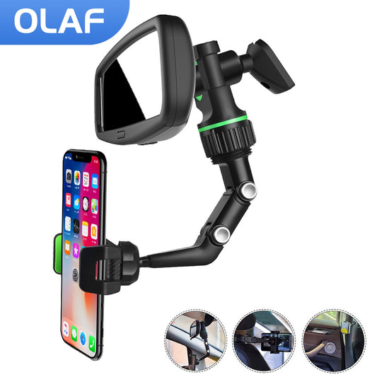 Car Phone Holder Multifunctional 360 Degree Rotatable Auto Rearview Mirror Seat Hanging Clip Bracket Cell Phone Holder for Car