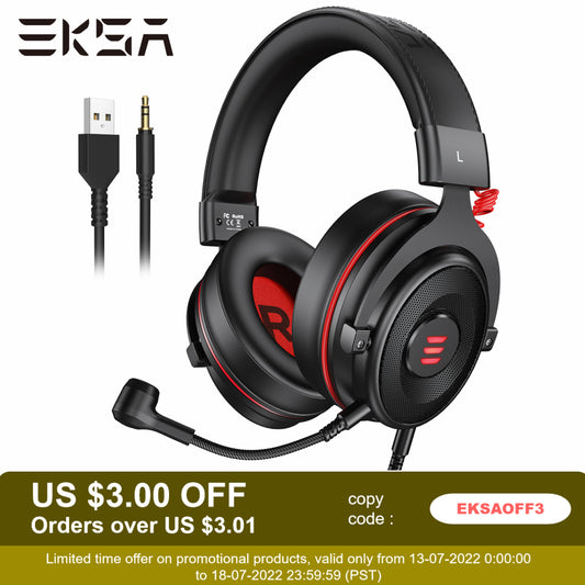 EKSA Gaming Headset Gamer E900/E900 Pro 7.1 Surround Wired Gaming Headphones with Microphone For PC/PS4/PS5/Xbox one/Switch