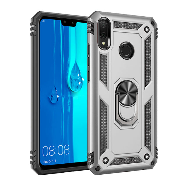 Fashion Bring Shockproof Magnetic Metal With Ring Phone Case For Huawei Y9 Y5 2019 Y6 Y7 Pro Prime Anti-fall Protection Cover