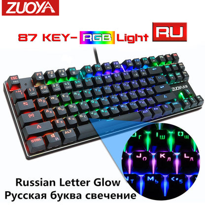 Gaming Mechanical Keyboard Blue Red Switch USB RGB/Mix Backlit Wired Keyboard 87/104 Anti-ghosting For Game Laptop PC Russian US