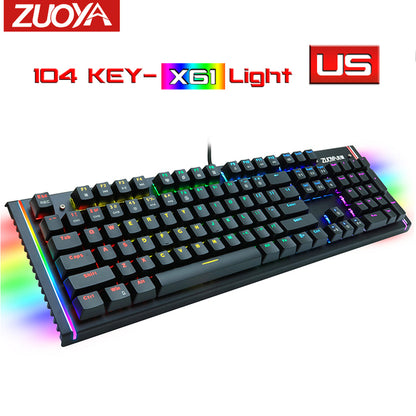 Gaming Mechanical Keyboard Blue Red Switch USB RGB/Mix Backlit Wired Keyboard 87/104 Anti-ghosting For Game Laptop PC Russian US