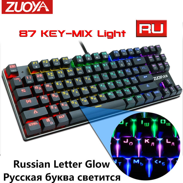 Gaming Mechanical Keyboard Blue Red Switch USB RGB/Mix Backlit Wired Keyboard 87/104 Anti-ghosting For Game Laptop PC Russian US