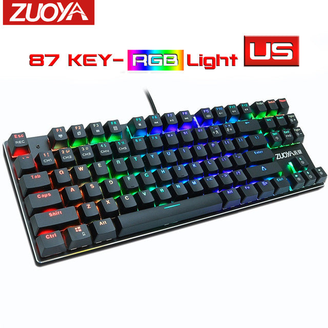 Gaming Mechanical Keyboard Blue Red Switch USB RGB/Mix Backlit Wired Keyboard 87/104 Anti-ghosting For Game Laptop PC Russian US