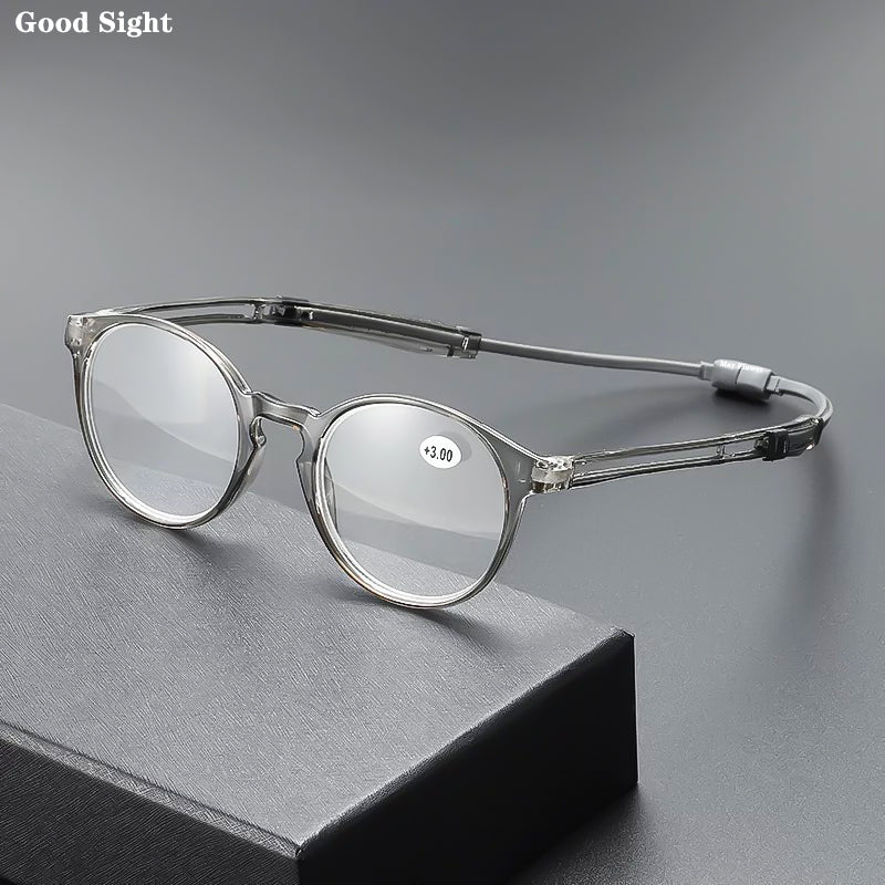 Good Sight Magnetic Hanging Neck Reading Glasses Men&#39;s Frame Prescription Glasses Magnifying Glasses Portable 안경테 Diopter+3.5+4