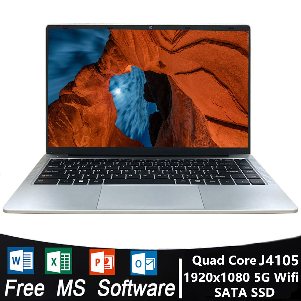 Intel J4105 14.1 Inch 6GB DDR4 RAM ROM 128G 256G 512GB M.2 SSD Windows 10 Cheap Student Laptop Intel Laptop Computer Win 10 Pro