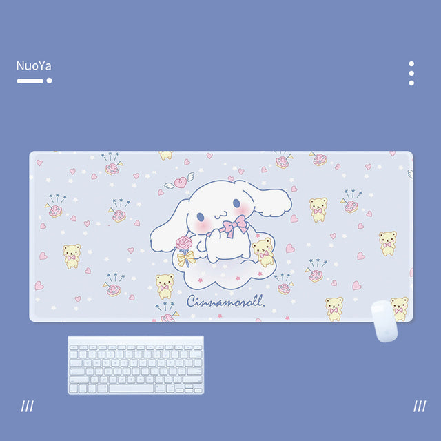 Kawaii Cinnamoroll Mouse Pad Large Gaming Mousepad Compute Mouse Mat Gamer Stitching Desk Mat XXL for PC Keyboard Mouse Carpet