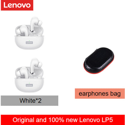 Lenovo LP5 Waterproof PlayStation Headsets Reduce Noise HiFi Music Earbuds Wireless Headphones Bluetooth Earphones Charging Box